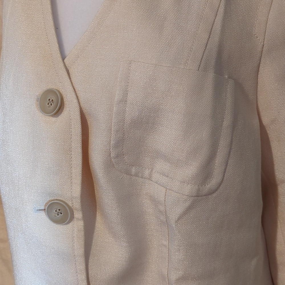 Talbots Cream Champagne Blazer Lined Jacket 16 Career Buttons - Picture 4 of 14